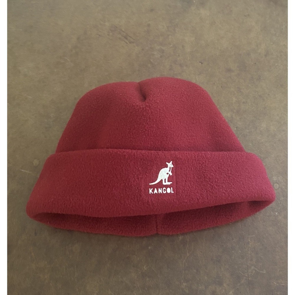 Kangol Beanie Hat Red Fleece Pull On Logo Winter